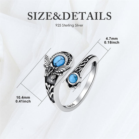 Sterling Silver Dragonfly Jesus Fish Adjustable Spoon Ring for Women