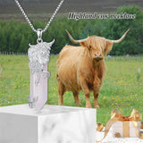 Sterling Silver Crystal Cow Highland Cow Pendant Necklace