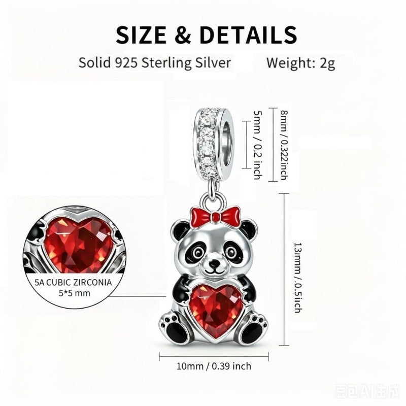 Sterling Silver Lion Red Panda Fox Bear Capybara Charm Beads Christmas Birthday Gift