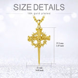 14K Gold Plated Cross Pendant Necklace for Men Religious Jewelry Christian Gift