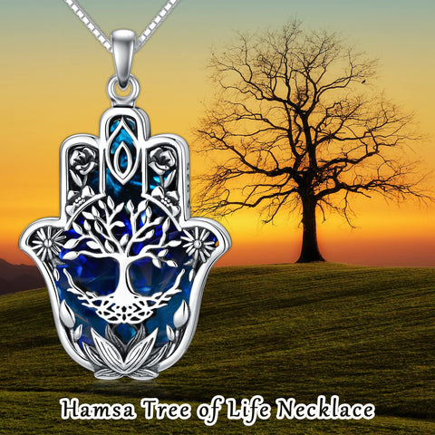 Sterling Silver Hamsa Tree of Life Viking Lion Butterfly Evil Eye Yin Yang Eye of Horus Pendant Necklace