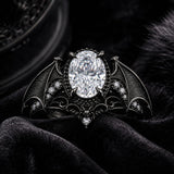 Sterling Silver 10K 14K 18K Gold Moissanite Gothic Black  Engagement Wedding Ring  for Women