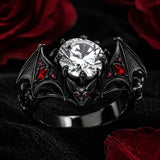 Sterling Silver 10K 14K 18K Gold Custom Engraved  Moissanite Gothic Ring for Women Halloween Gift