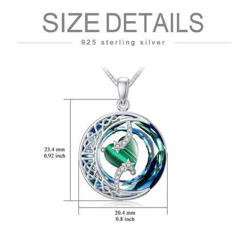 Sterling Silver Crystal Heart Birthstone Moon Star Pendant Necklace