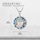 Sterling Silver Blue Crystal Tree of Life Father Daughter Mother Daughter Sister Pendant Necklace