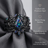 Sterling Silver 10K  14K  18K  Gold Personalized Engraved Black Opal Engagement Wedding Promise Ring for Her