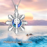 Sterling Silver Philippines Sun&Cross Pendant Necklace