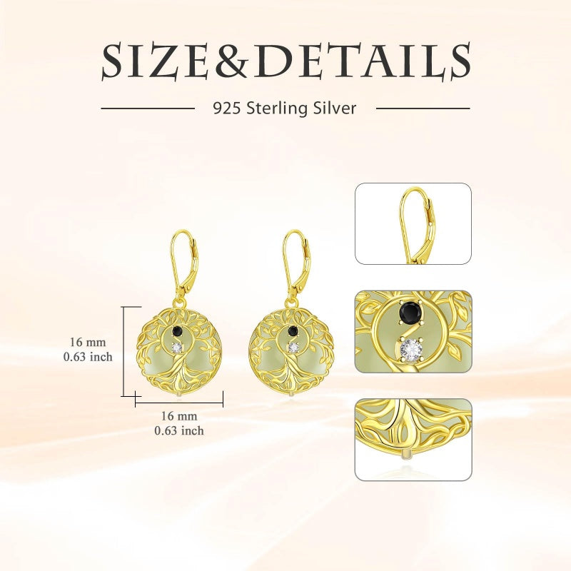 14K Gold Plated Natural Jade  Earrings for Women Good Fortune Jewelry Birthday Mother's Day Gifts