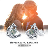 Celtic Moon Stud Earrings 925 Sterling Silver Crescent Earrings Celtic Knot Triangle Vintage Stud Earrings for Women