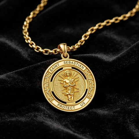 14K Gold Plated Patron Saint Necklace Saint Medal Catholic Amulet Jewelry