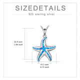 925 Sterling Silver Ocean Jewelry Created Opal Cute Turtle/Dolphin/Starfish  Necklace Birthday Gifts for Women Girls