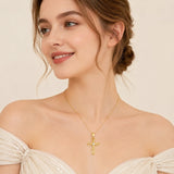 14K Gold Plated Cross Pendant Necklace Faith Jewelry Gift for Women