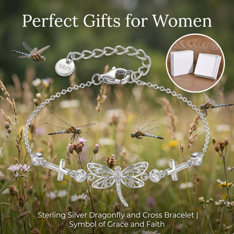 Sterling Silver Dragonfly Butterfly Cardinal Hummingbird Jesus Fish Lotus Daisy Sunflower Rose Faith Cross Bracelet