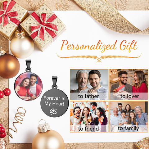 Stainless Steel  Round Customized Photo Pendant Necklace