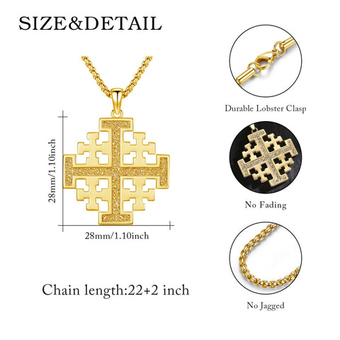 14K Gold Plated Cross Pendant Necklace Protection Jewelry Religious Gift