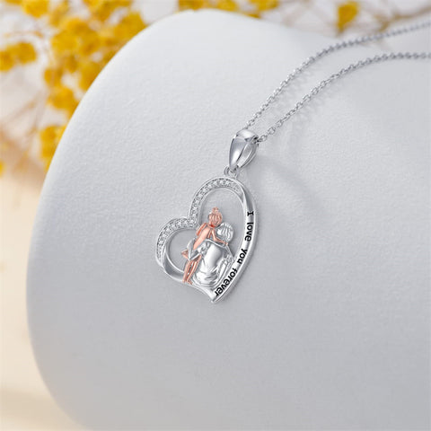 Sterling Silver Father Daughter Heart Pendant Necklace from Dad Gift for Daughter