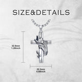 Sterling Silver Bass Fish Cross Pendant  Necklace for Men