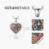 Sterling Silver Butterfly Heart Shaped Locket Pendant Necklace That Holds Pictures