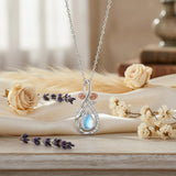 Sterling Silver Teardrop Gemstone Rose Butterfly Infinity Heart Necklace for Women