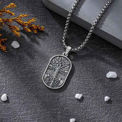 Sterling Silver Memento Mori Tree of Life Anubis Pendant Viking Amulet   Protection Pendant Necklace Egyptian Jewelry
