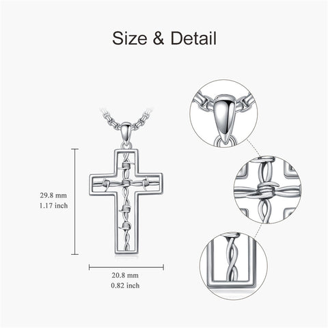 Sterling Silver Cross Christian Pendant Necklace