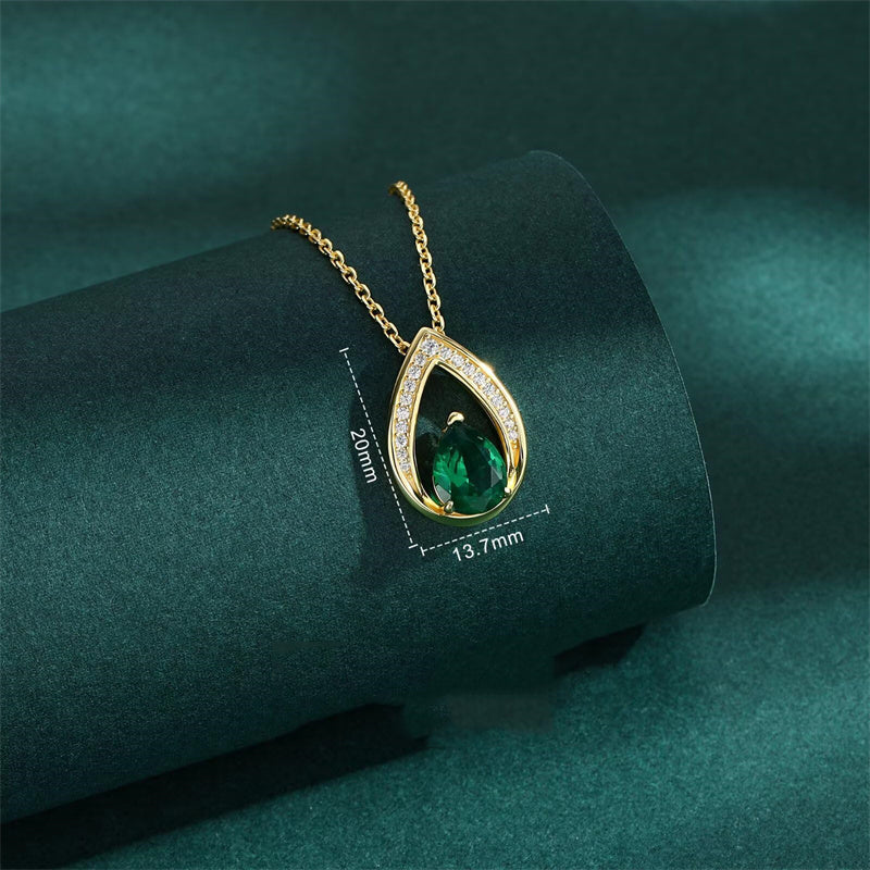 Sterling Silver Teardrop Birthstone Pendant Necklace Valentine's Day Gifts for Her