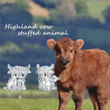 Sterling Sliver Highland Cow Stud  Dangle Earrings