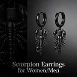 Sterling Silver Feather Arrow  Skull Spider Bat Scorpion Hoop Earrings Halloween Christmas Gift