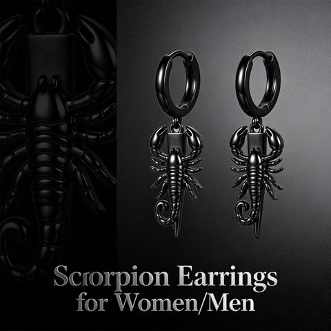 Sterling Silver Feather Arrow  Skull Spider Bat Scorpion Hoop Earrings Halloween Christmas Gift