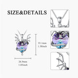 Sterling Silver Heart Crystal Dragon Pendant Necklace