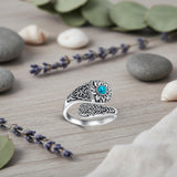 Sterling SilverMustard Seed Turtle Ocean Butterfly Dragonfly Turquoise Adjustable  Spoon Ring Spoon Jewelry for Women