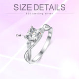 Sterling Silver Personalized Engraved Moissanite Engagement Wedding Anniversary Ring