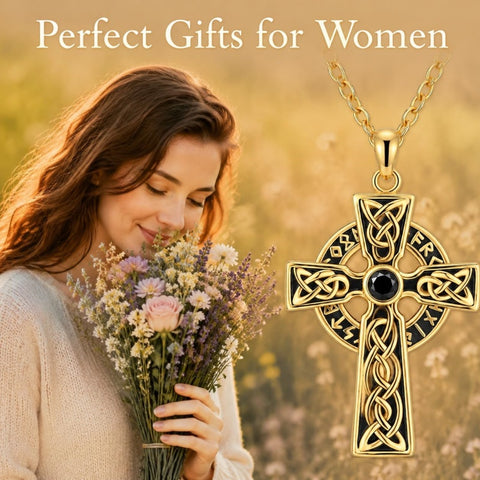 14K Gold Plated Cross Necklace for Women