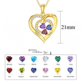 10K 14K 18K Solid Gold Personalized Engraved 1-4 Birthstone Heart Necklaces for Women