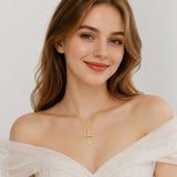 14K Gold Plated Cross Pendant Necklace Faith Jewelry Gift for Women