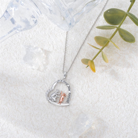 Sterling Silver Father Daughter Heart Pendant Necklace from Dad Gift for Daughter