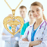 14K Gold Stethoscope Pendant Necklace