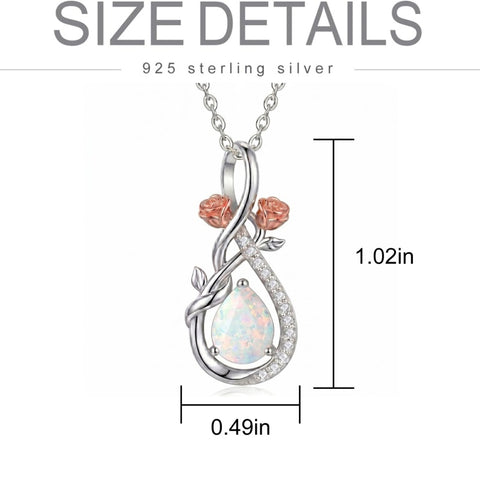 Sterling Silver Teardrop Gemstone Rose Butterfly Infinity Heart Necklace for Women