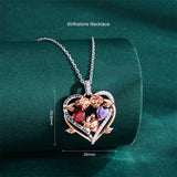 Sterling Silver Heart Birthstone Couple Hugging Necklace for Women Valentine's Day Gift