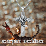 Sterling Silver Scorpion Cross Pendant Necklace for Men