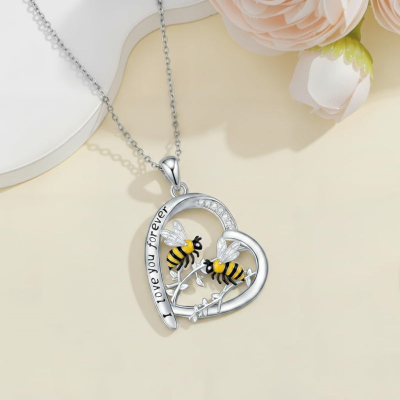 Sterling Silver Mother Daughter Squirrel Monkey Butterfly Bee Owl Necklace Engraved I Love You Forever