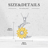 Sterling Silver Birthstone Sunflower & Moon Pendant Necklace