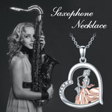 Sterling Silver Saxophone Pendant Necklace