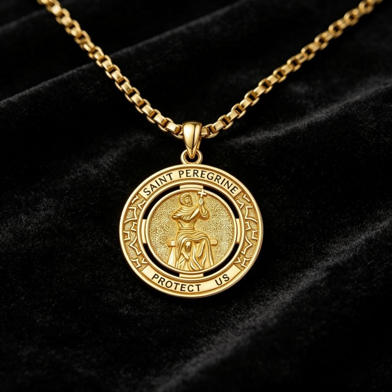 14K Gold Plated Patron Saint Necklace Saint Medal Catholic Amulet Jewelry