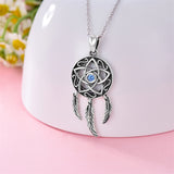 Sterling Silver Dreamcatcher Amulet Pendant Necklace