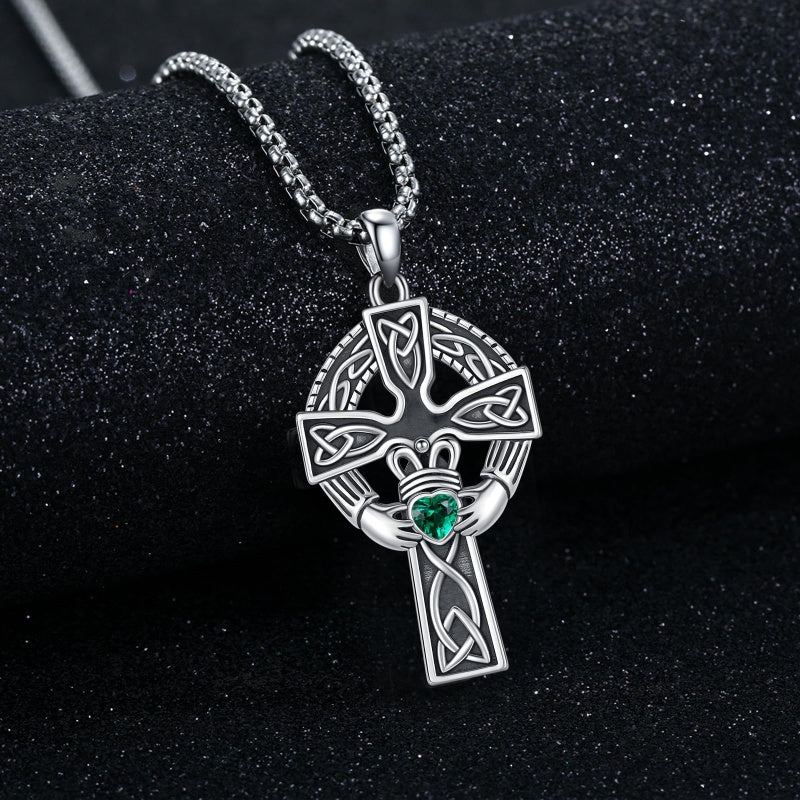 14K Gold Plated Celtic Vikin Cross Pendant Necklace Irish Jewelry Religious Protective Gift