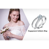 14K Gold Plated 1CT Cubic Zirconia  Wedding Eternity Band Engagement Ring Set for Women