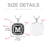 Sterling Silver Personalized Initial High School College University Pendant Necklace Graduation Gift