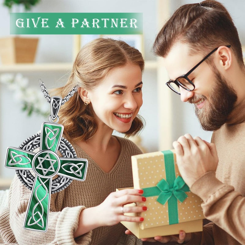 14K Gold Plated Celtic Vikin Cross Pendant Necklace Irish Jewelry Religious Protective Gift