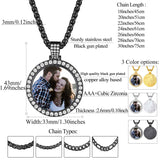 Copper  Cubic Zirconia Round Personalized Photo Engraved Pendant Necklace